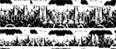 Grunge üst üste biniyor. Soyut siyah-beyaz vektör arkaplanı. Çatlak, leke ve noktalarda kirli desenli tek renkli klasik yüzey. Karanlık korku tarzında eski bir duvar.