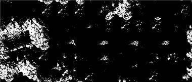 Grunge üst üste biniyor. Soyut siyah-beyaz vektör arkaplanı. Çatlak, leke ve noktalarda kirli desenli tek renkli klasik yüzey. Karanlık korku tarzında eski bir duvar.