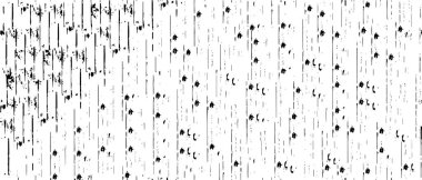 Grunge üst üste biniyor. Soyut siyah-beyaz vektör arkaplanı. Çatlak, leke ve noktalarda kirli desenli tek renkli klasik yüzey. Karanlık korku tarzında eski bir duvar.