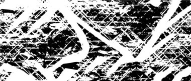 Grunge üst üste biniyor. Soyut siyah-beyaz vektör arkaplanı. Çatlak, leke ve noktalarda kirli desenli tek renkli klasik yüzey. Karanlık korku tarzında eski bir duvar.