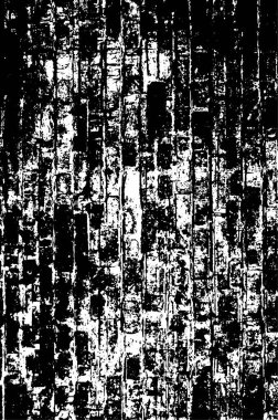 Grunge üst üste biniyor. Soyut siyah-beyaz vektör arkaplanı. Çatlak, leke ve noktalarda kirli desenli tek renkli klasik yüzey. Karanlık korku tarzında eski bir duvar.