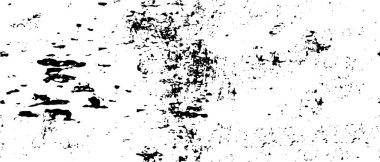 Grunge üst üste biniyor. Soyut siyah-beyaz vektör arkaplanı. Çatlak, leke ve noktalarda kirli desenli tek renkli klasik yüzey. Karanlık korku tarzında eski bir duvar.