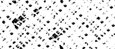 Grunge üst üste biniyor. Soyut siyah-beyaz vektör arkaplanı. Çatlak, leke ve noktalarda kirli desenli tek renkli klasik yüzey. Karanlık korku tarzında eski bir duvar.