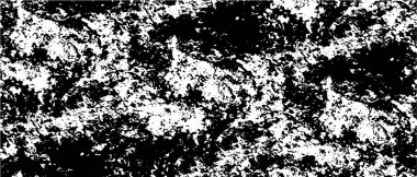 Grunge üst üste biniyor. Soyut siyah-beyaz vektör arkaplanı. Çatlak, leke ve noktalarda kirli desenli tek renkli klasik yüzey. Karanlık korku tarzında eski bir duvar.