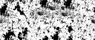 Grunge üst üste biniyor. Soyut siyah-beyaz vektör arkaplanı. Çatlak, leke ve noktalarda kirli desenli tek renkli klasik yüzey. Karanlık korku tarzında eski bir duvar.
