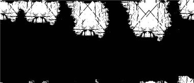 Grunge üst üste biniyor. Soyut siyah-beyaz vektör arkaplanı. Çatlak, leke ve noktalarda kirli desenli tek renkli klasik yüzey. Karanlık korku tarzında eski bir duvar.