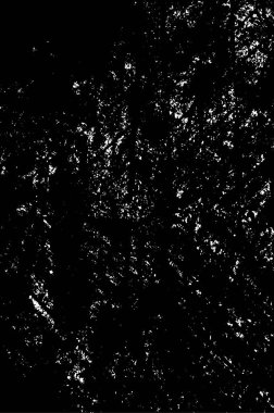 Grunge üst üste biniyor. Soyut siyah-beyaz vektör arkaplanı. Çatlak, leke ve noktalarda kirli desenli tek renkli klasik yüzey. Karanlık korku tarzında eski bir duvar.