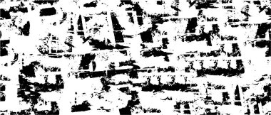 Grunge siyah beyaz desen. Monokrom soyut dokusu. Çatlakların, sürtünmelerin, çiplerin, lekelerin, mürekkep lekelerinin, çizgilerin geçmişi. Koyu tasarım arka plan yüzeyi