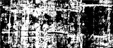 Grunge siyah beyaz. Tek renkli vektör dokusu. Mürekkep lekeleri, çatlaklar, solgunluk. Eskimiş kumlu şablonu üst üste koy. Duvarı yenile, arka plan çizildi