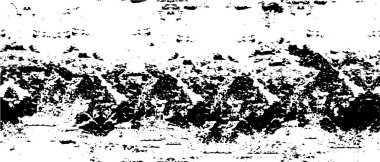 Grunge siyah beyaz. Tek renkli vektör dokusu. Mürekkep lekeleri, çatlaklar, solgunluk. Eskimiş kumlu şablonu üst üste koy. Duvarı yenile, arka plan çizildi