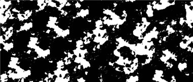 Siyah-beyaz grunge vektör arka planı. Leke ve çatlaklardan gelen tek renkli doku geniş ekran. Tasarım ve yazdırma için soyut ögeler