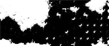 Grunge üst üste biniyor. Soyut siyah-beyaz vektör arkaplanı. Çatlak, leke ve noktalarda kirli desenli tek renkli klasik yüzey. Karanlık korku tarzında eski bir duvar.