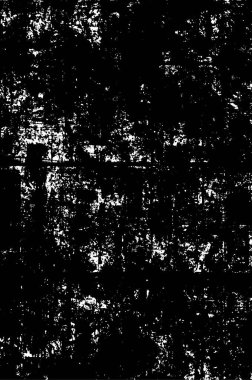 Grunge üst üste biniyor. Soyut siyah-beyaz vektör arkaplanı. Çatlak, leke ve noktalarda kirli desenli tek renkli klasik yüzey. Karanlık korku tarzında eski bir duvar.
