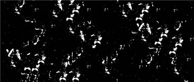 Grunge üst üste biniyor. Soyut siyah-beyaz vektör arkaplanı. Çatlak, leke ve noktalarda kirli desenli tek renkli klasik yüzey. Karanlık korku tarzında eski bir duvar.