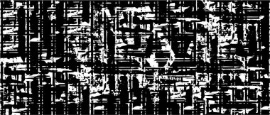 Grunge üst üste biniyor. Soyut siyah-beyaz vektör arkaplanı. Çatlak, leke ve noktalarda kirli desenli tek renkli klasik yüzey. Karanlık korku tarzında eski bir duvar.