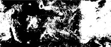 Grunge üst üste biniyor. Soyut siyah-beyaz vektör arkaplanı. Çatlak, leke ve noktalarda kirli desenli tek renkli klasik yüzey. Karanlık korku tarzında eski bir duvar.