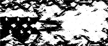 Grunge üst üste biniyor. Soyut siyah-beyaz vektör arkaplanı. Çatlak, leke ve noktalarda kirli desenli tek renkli klasik yüzey. Karanlık korku tarzında eski bir duvar.