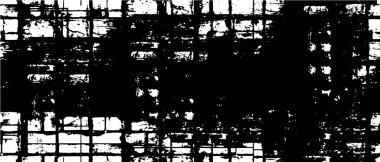 Grunge üst üste biniyor. Soyut siyah-beyaz vektör arkaplanı. Çatlak, leke ve noktalarda kirli desenli tek renkli klasik yüzey. Karanlık korku tarzında eski bir duvar.