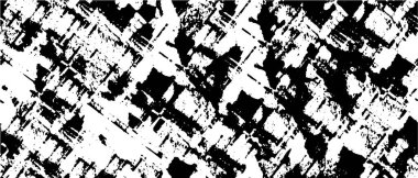 Grunge üst üste biniyor. Soyut siyah-beyaz vektör arkaplanı. Çatlak, leke ve noktalarda kirli desenli tek renkli klasik yüzey. Karanlık korku tarzında eski bir duvar.