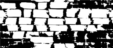 Grunge üst üste biniyor. Soyut siyah-beyaz vektör arkaplanı. Çatlak, leke ve noktalarda kirli desenli tek renkli klasik yüzey. Karanlık korku tarzında eski bir duvar.
