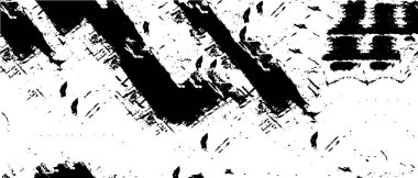 Tek renkli Grunge Deseni. Çizilmiş Çizgiler, Benekler ve Damlalar Banner, Kart, Duvar Kağıdı İçin Soyut Siyah ve Beyaz Dokusu. Farklı Elementlerle Retro Rough Yarım Tonlama Arkaplanı