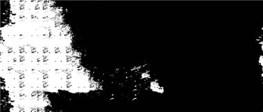 Tek renkli Grunge Deseni. Çizilmiş Çizgiler, Benekler ve Damlalar Banner, Kart, Duvar Kağıdı İçin Soyut Siyah ve Beyaz Dokusu. Farklı Elementlerle Retro Rough Yarım Tonlama Arkaplanı