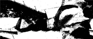 Tek renkli Grunge Deseni. Çizilmiş Çizgiler, Benekler ve Damlalar Banner, Kart, Duvar Kağıdı İçin Soyut Siyah ve Beyaz Dokusu. Farklı Elementlerle Retro Rough Yarım Tonlama Arkaplanı