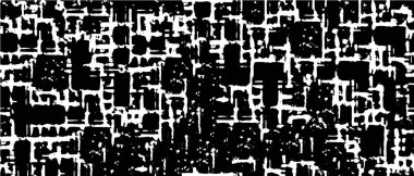 Tek renkli Grunge Deseni. Çizilmiş Çizgiler, Benekler ve Damlalar Banner, Kart, Duvar Kağıdı İçin Soyut Siyah ve Beyaz Dokusu. Farklı Elementlerle Retro Rough Yarım Tonlama Arkaplanı