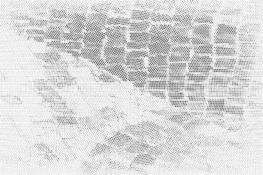 Grunge üst üste biniyor. Soyut siyah-beyaz vektör arkaplanı. Çatlaklarda, noktalarda, noktalarda kirli desenli tek renkli vintage yüzey. 