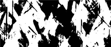 Grunge üst üste biniyor. Soyut siyah-beyaz vektör arkaplanı. Çatlaklarda, noktalarda, noktalarda kirli desenli tek renkli vintage yüzey. 