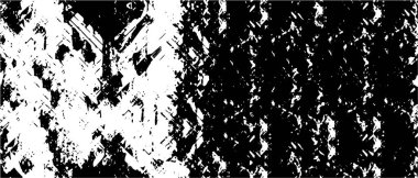 Grunge üst üste biniyor. Soyut siyah-beyaz vektör arkaplanı. Çatlaklarda, noktalarda, noktalarda kirli desenli tek renkli vintage yüzey. 