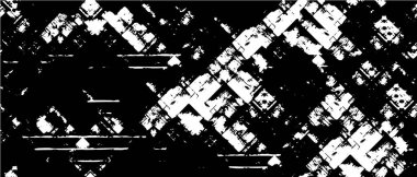 Grunge üst üste biniyor. Soyut siyah-beyaz vektör arkaplanı. Çatlaklarda, noktalarda, noktalarda kirli desenli tek renkli vintage yüzey. 