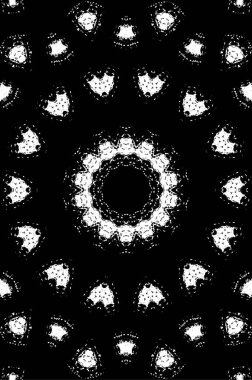 Soyut siyah ve beyaz boyalı kaleydoskopik arkaplan.