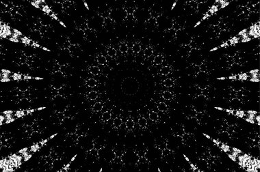 Soyut siyah ve beyaz boyalı kaleydoskopik arkaplan.