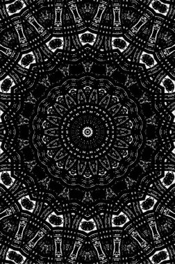 Soyut siyah ve beyaz boyalı kaleydoskopik arkaplan.