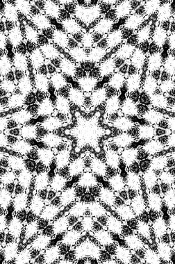 Soyut siyah ve beyaz boyalı kaleydoskopik arkaplan.