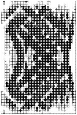 Dijital karelerle dolu bir yüzey. Küçük pikselli duvar kağıdı