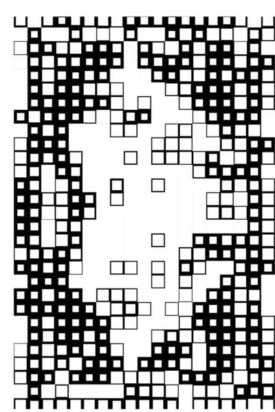 小さなピクセルでフライヤー 正方形の形をした壁紙 — ストックベクタ