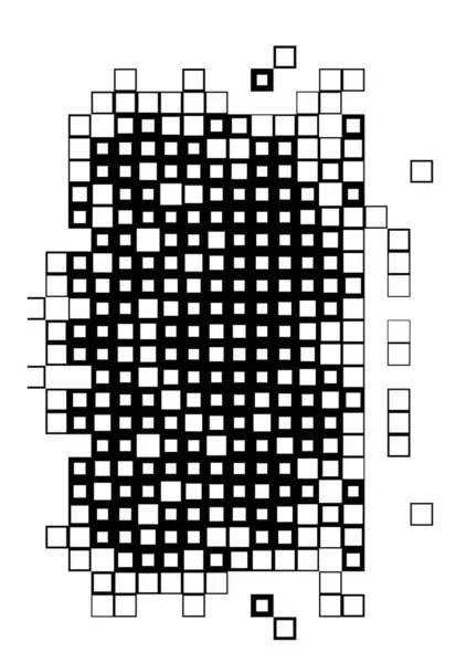 黒と白のピクセルで抽象的な壁紙 デジタル広場を背景に — ストックベクタ