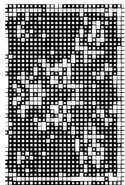 Forme Quadrate Monocromatiche Carta Parati Astratta Con Pixel Bianco Nero — Vettoriale Stock