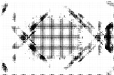 Kare şekiller. Siyah ve beyaz pikselli soyut duvar kağıdı 