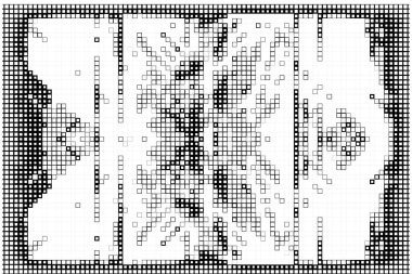 Kareli pankart. Siyah ve beyaz piksellere sahip soyut arkaplan 