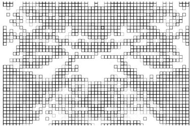 Yarı ton deseni. Noktalı noktaların beyaz arkaplanda soyut mozaiği.