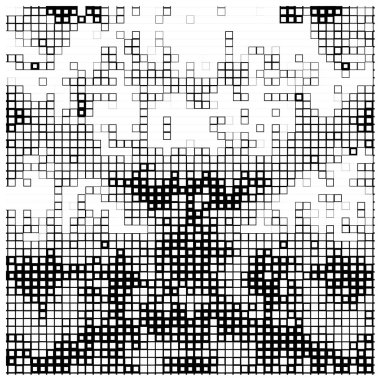 Yarı ton deseni. Noktalı noktaların beyaz arkaplanda soyut mozaiği.