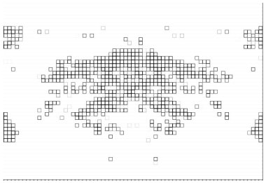 Yarı ton deseni. Noktalı noktaların beyaz arkaplanda soyut mozaiği.