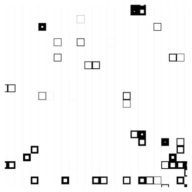 Yarı ton deseni. Noktalı noktaların beyaz arkaplanda soyut mozaiği.