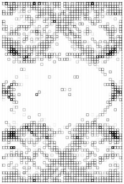 Yarı ton deseni. Grafik vektör arkaplanı. Noktalı noktaların beyaz arkaplanda soyut mozaiği