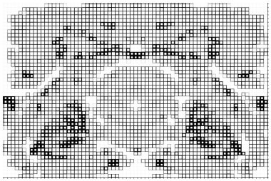Yarı ton deseni. Grafik vektör arkaplanı. Noktalı noktaların beyaz arkaplanda soyut mozaiği