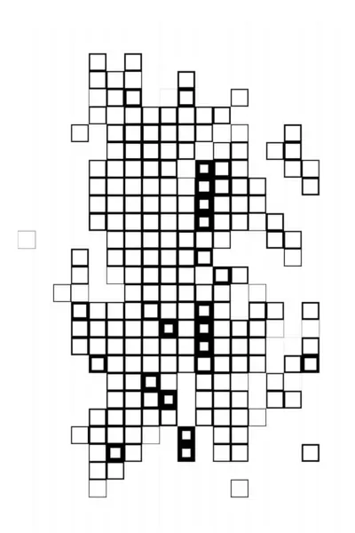 デジタル正方形の抽象的な背景 黒と白のピクセルが付いている壁紙 — ストックベクタ