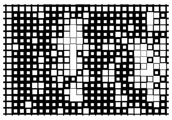 Monochrome Vierkante Vormen Abstract Behang Met Zwart Wit Pixels — Stockvector